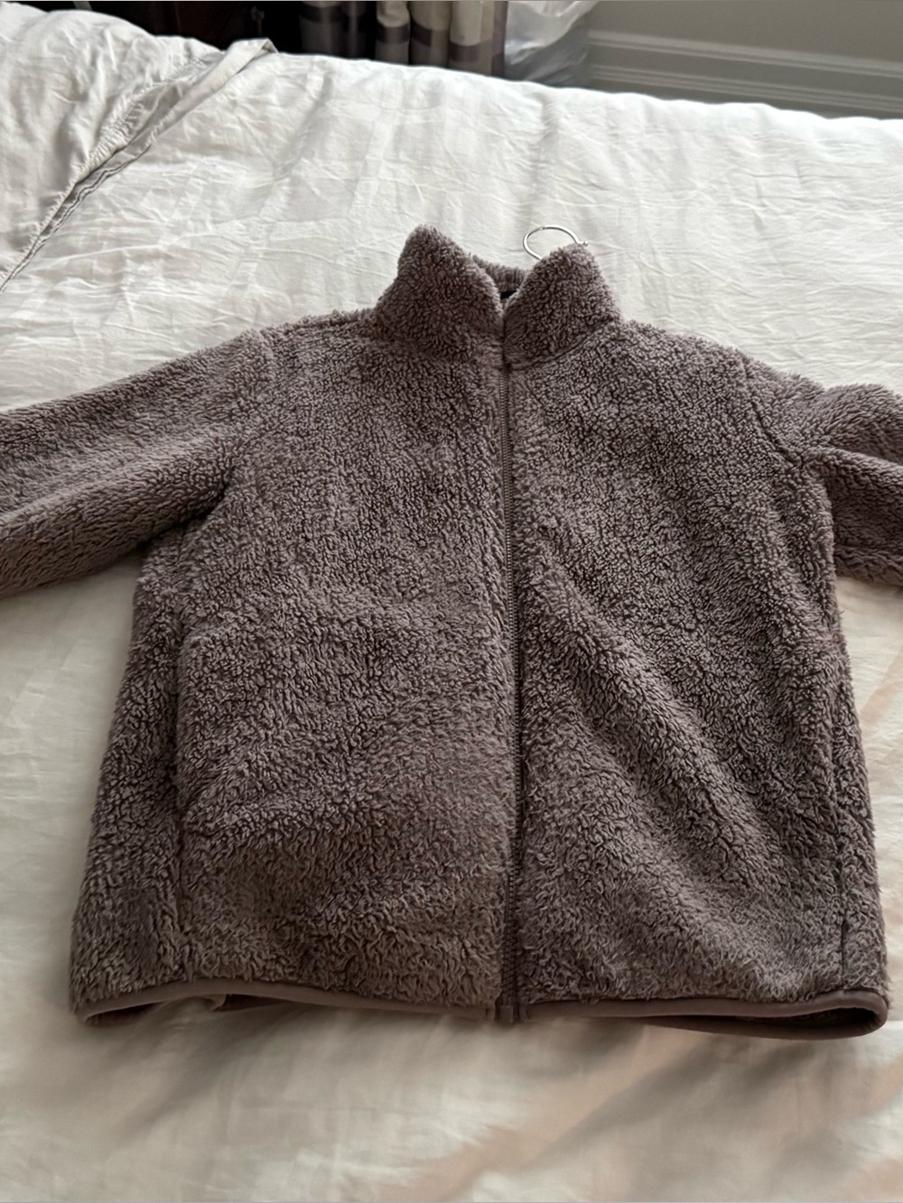 Uniqlo Fluffy Yarn Fleece Full-Zip Jacket brown size small - Picture 6 of 9